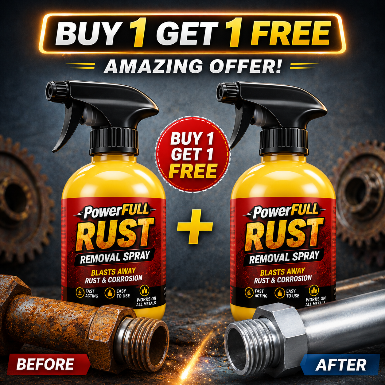 ⚡ LIMITED TIME OFFER: BUY 1 GET 1 FREE | Powerful Rust Remover Spray 🔥